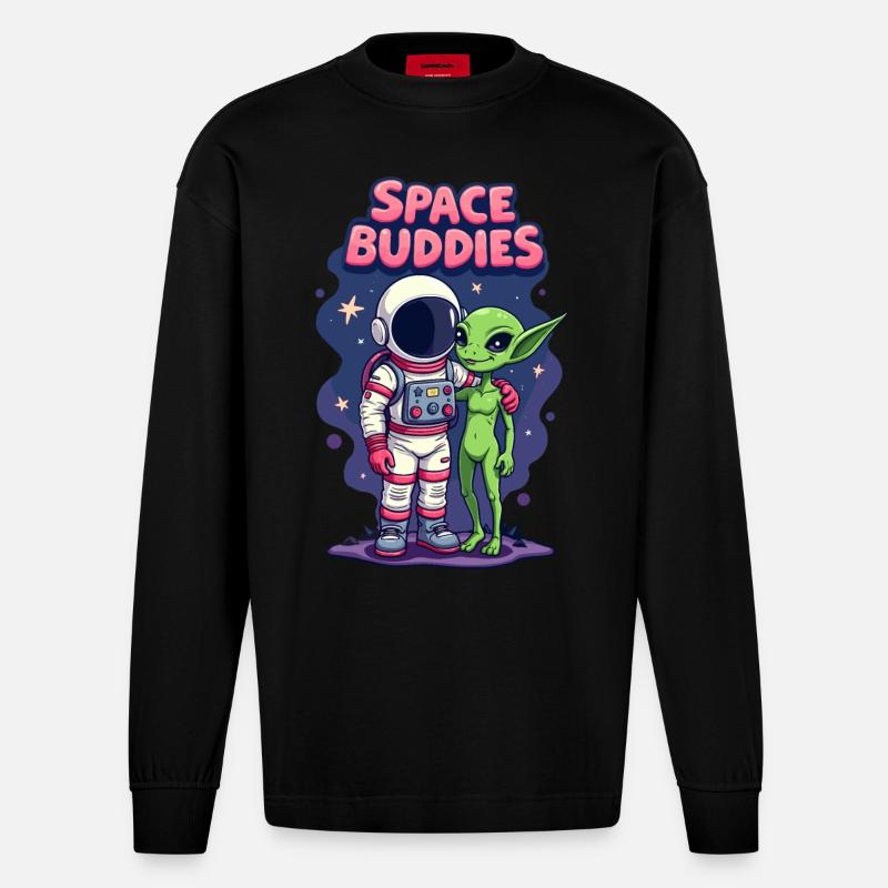 Copains de l’espace - Manches longues bio épais oversize fabriqué en UE - SOLID BLACK