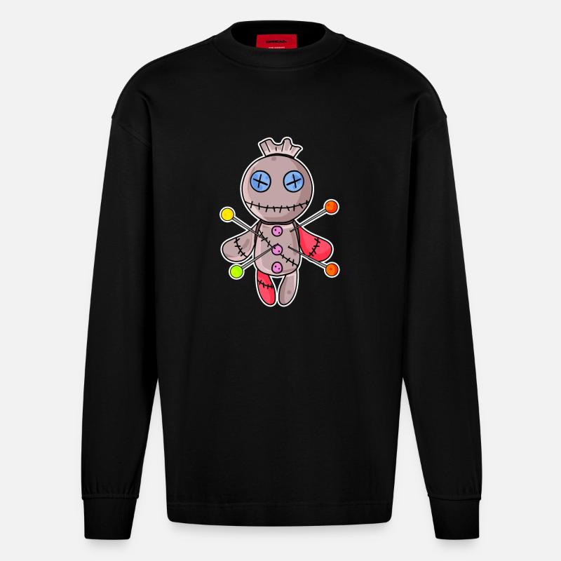 Voodoo doll - Heavyweight Oversized Organic Langarmshirt Made in EU - SOLID BLACK