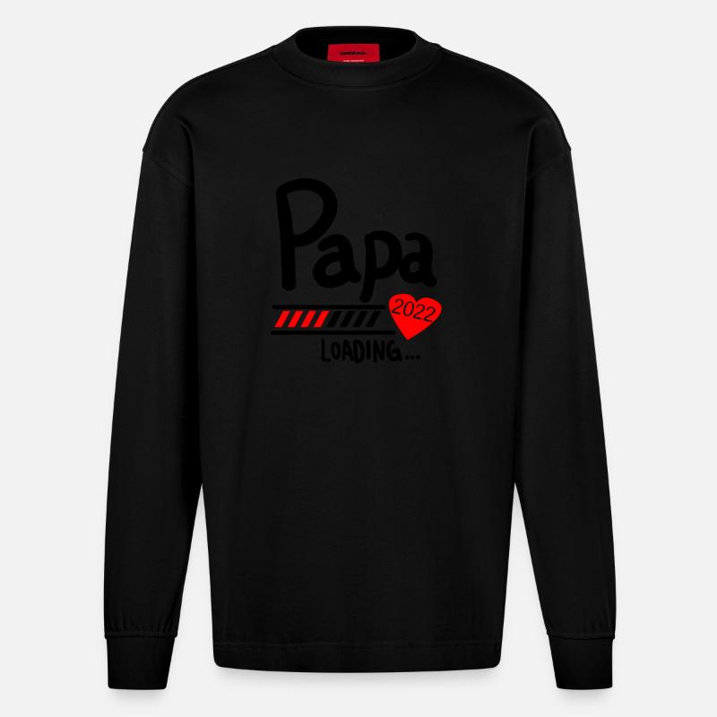 Papa Loading 2022 - Heavyweight Oversized Organic Langarmshirt Made in EU - SOLID BLACK