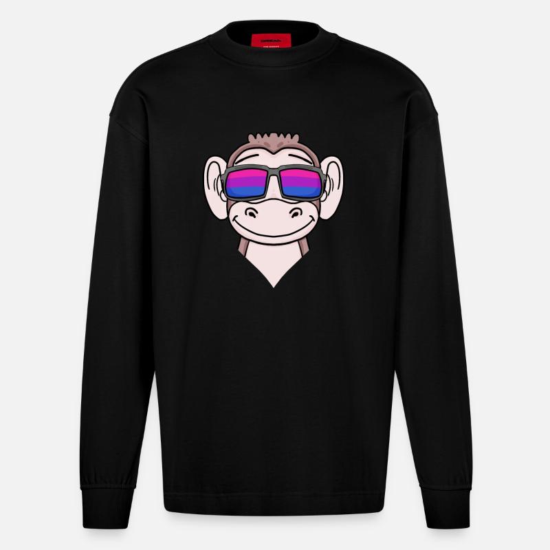 Bisexuell Affe Geschenk - Heavyweight Oversized Organic Langarmshirt Made in EU - SOLID BLACK