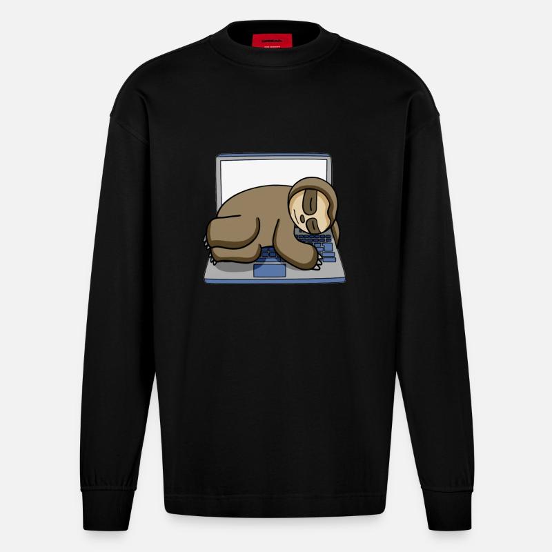 Computer Nerd Programmer Gift - Heavyweight Oversized Organic Longsleeve Shirt Made in EU - SOLID BLACK