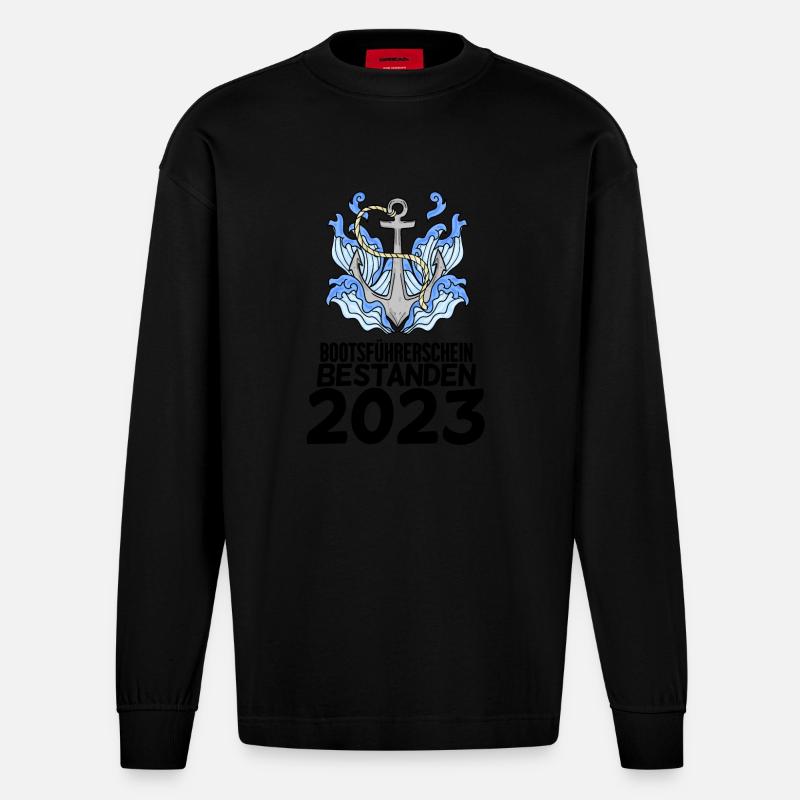 Bootsführerschein 2023 - Heavyweight Oversized Organic Langarmshirt Made in EU - SOLID BLACK