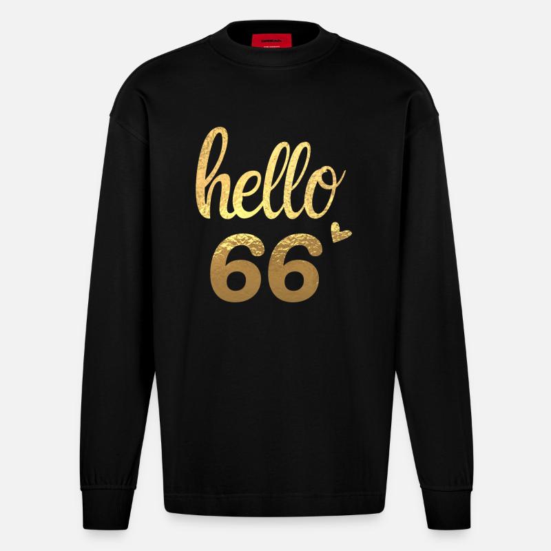Hallo 66 gold - Heavyweight Oversized Organic Langarmshirt Made in EU - SOLID BLACK