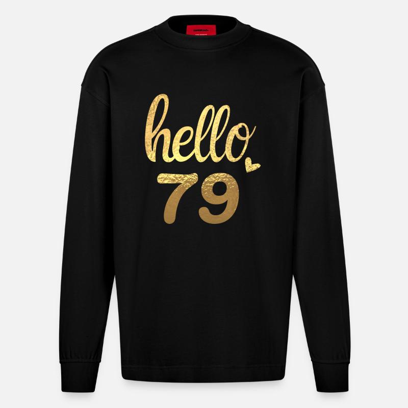 Hello 79 doré - Manches longues bio épais oversize fabriqué en UE - SOLID BLACK