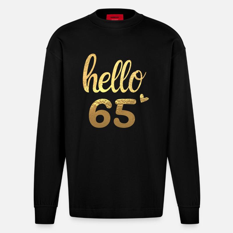 Hello 65 doré - Manches longues bio épais oversize fabriqué en UE - SOLID BLACK