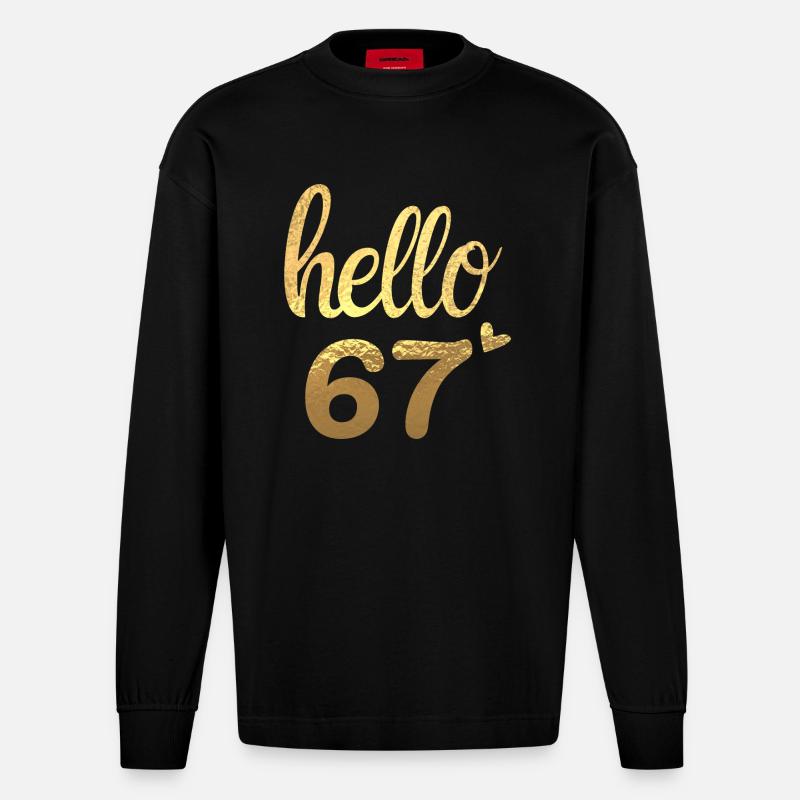 Hello 67 doré - Manches longues bio épais oversize fabriqué en UE - SOLID BLACK