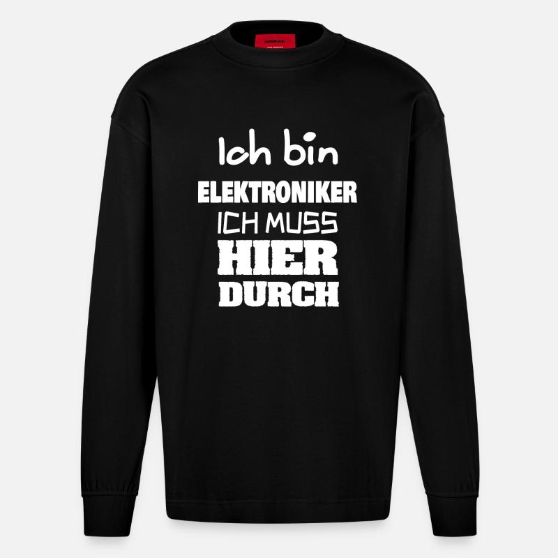 Profession : Technicien en électronique - Manches longues bio épais oversize fabriqué en UE - SOLID BLACK