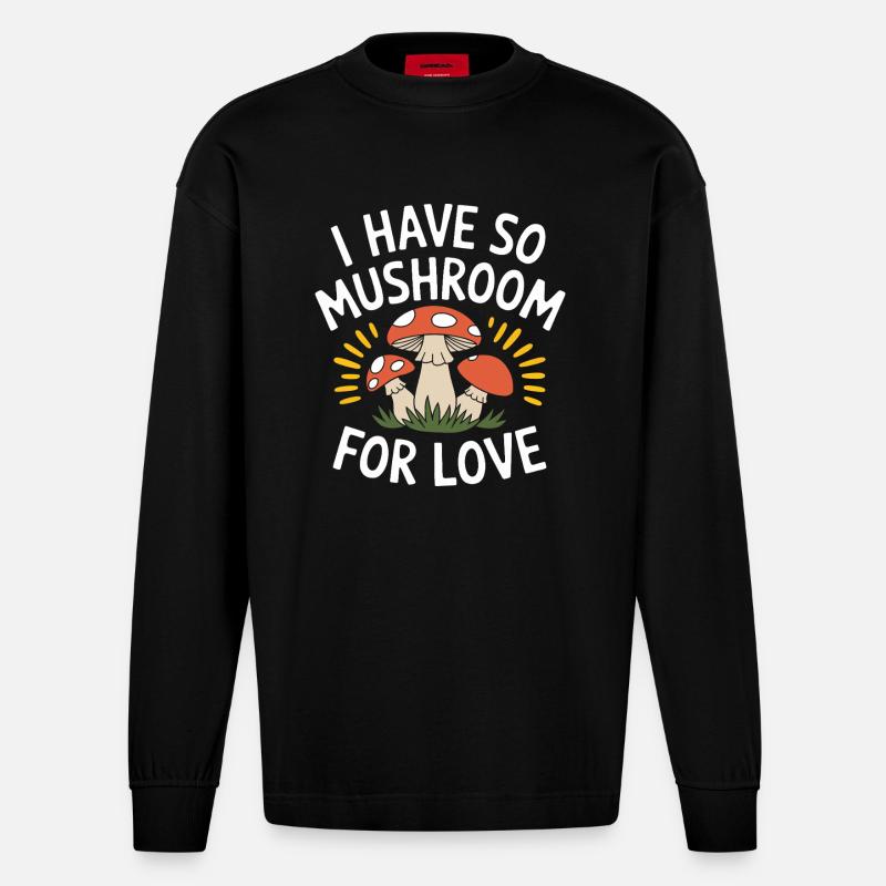 Champignons Champignons Champignon Champignon - Manches longues bio épais oversize fabriqué en UE - SOLID BLACK