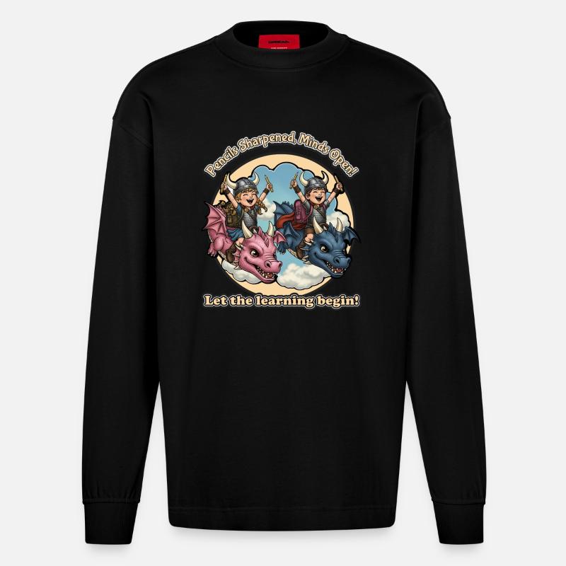 Liebe meine Schule | Lebendige Schulkunst - Heavyweight Oversized Organic Langarmshirt Made in EU - SOLID BLACK