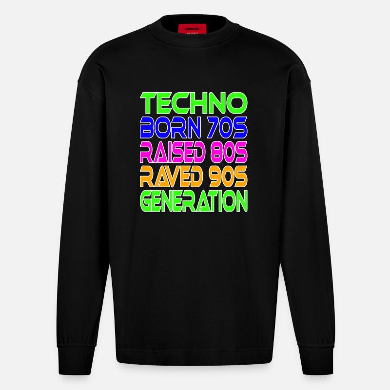 Techno Generation - Heavyweight Oversized Organic Langarmshirt Made in EU - SOLID BLACK