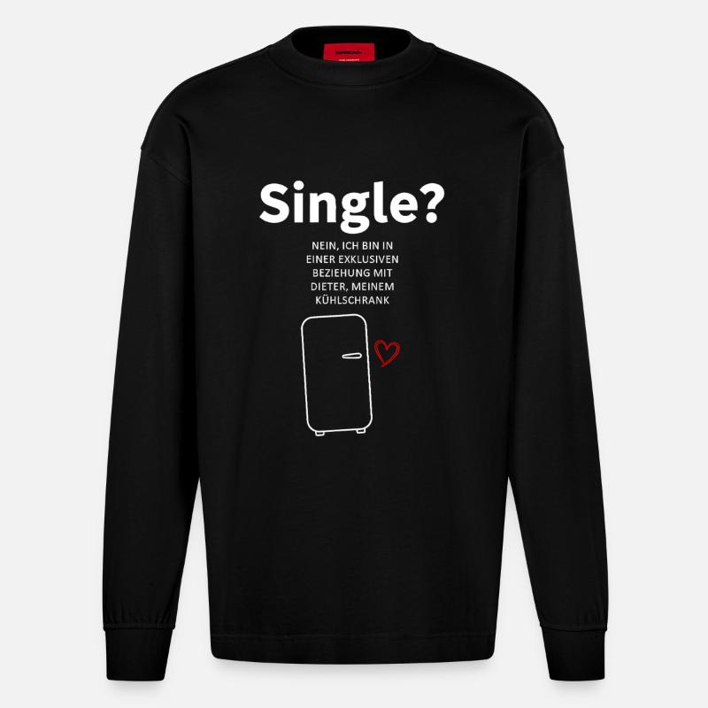 Kühlschrankliebe Beziehungswitz - Heavyweight Oversized Organic Langarmshirt Made in EU - SOLID BLACK