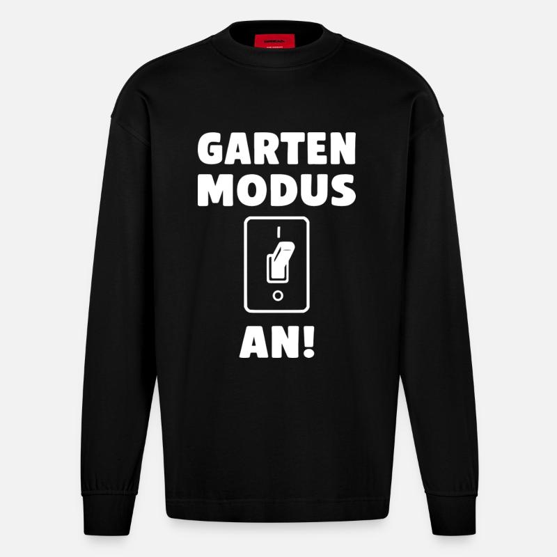 Garten Modus an! - Heavyweight Oversized Organic Langarmshirt Made in EU - SOLID BLACK