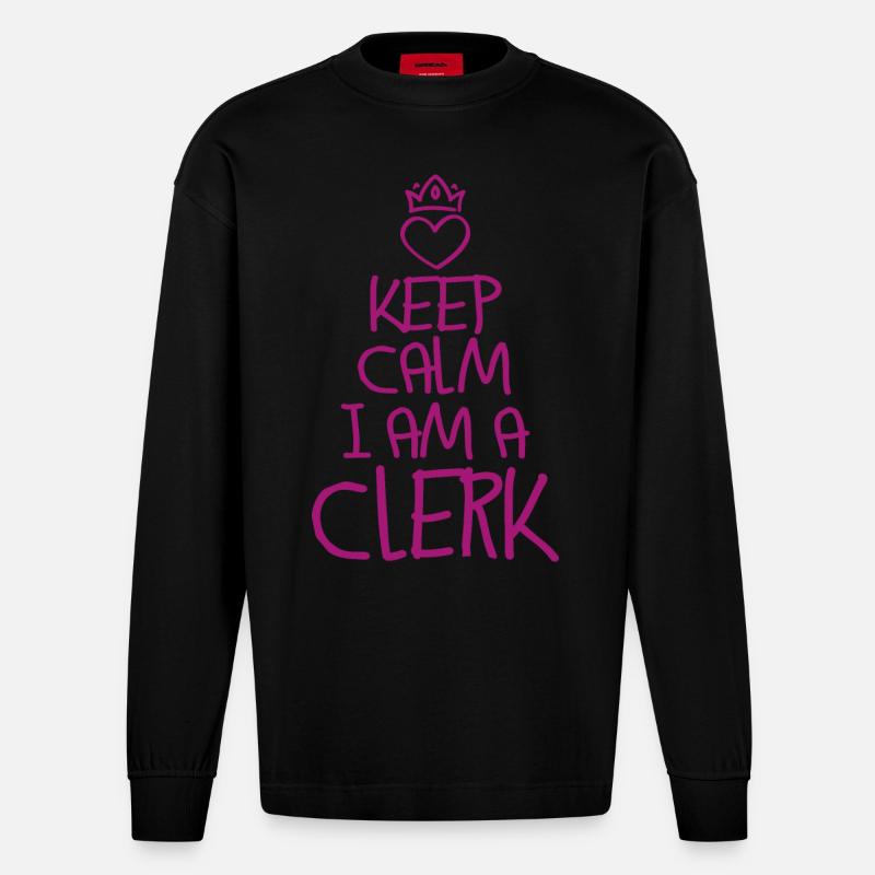 Keep Calm Sachbearbeiter - Heavyweight Oversized Organic Langarmshirt Made in EU - SOLID BLACK