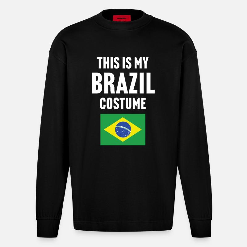 C’est mon costume du Brésil - Manches longues bio épais oversize fabriqué en UE - SOLID BLACK
