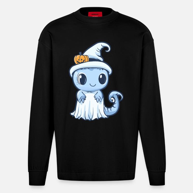 Echse Halloween Comic Geist - Heavyweight Oversized Organic Langarmshirt Made in EU - SOLID BLACK