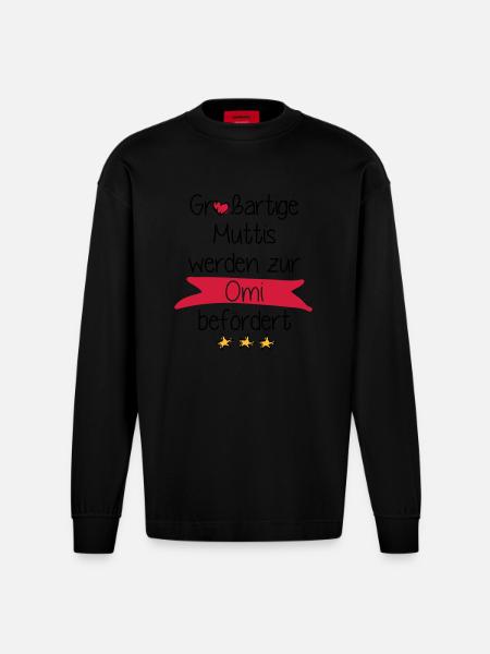 Großartige Muttis - Heavyweight Oversized Organic Langarmshirt Made in EU - SOLID BLACK