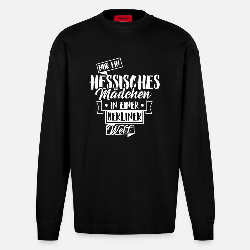 Hessisches Mädchen - Heavyweight Oversized Organic Langarmshirt Made in EU - SOLID BLACK