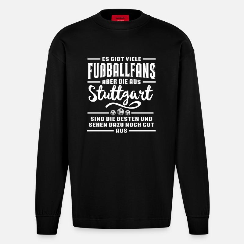 Fußball Stuttgart - Heavyweight Oversized Organic Langarmshirt Made in EU - SOLID BLACK