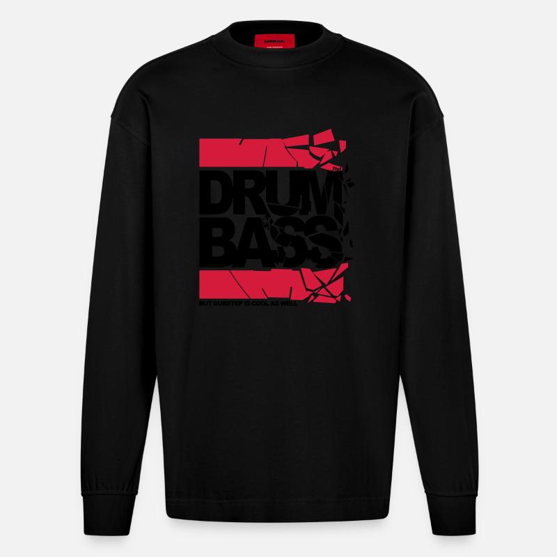 final dnb shattered - Heavyweight Oversized Organic Langarmshirt Made in EU - SOLID BLACK