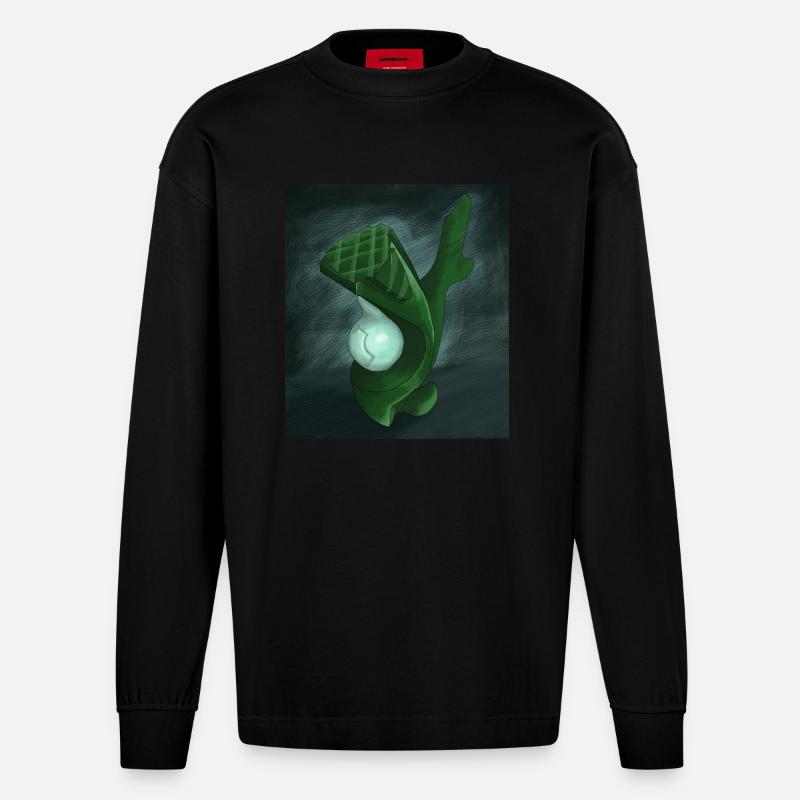 Abstrakte Skulptur - Heavyweight Oversized Organic Langarmshirt Made in EU - SOLID BLACK
