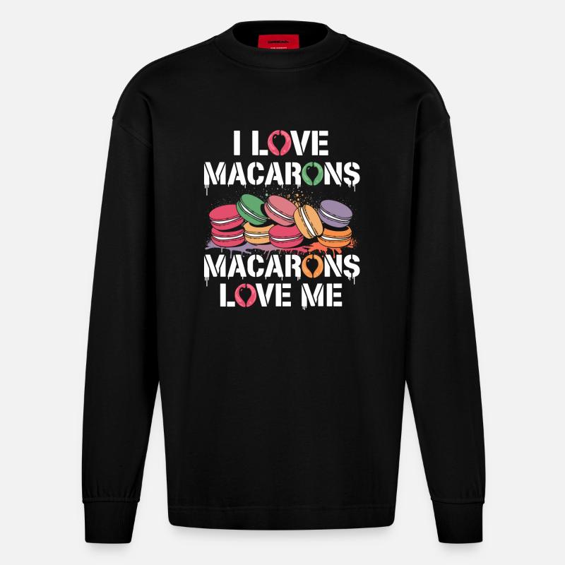 Macarons pour l’âme - Manches longues bio épais oversize fabriqué en UE - SOLID BLACK