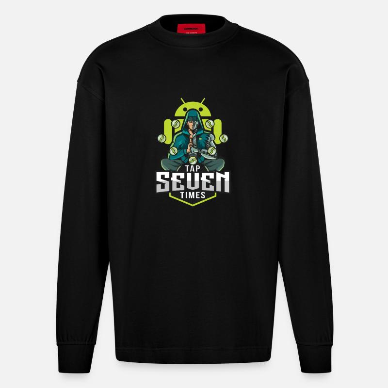 Android developer mode - Heavyweight Oversized Organic Longsleeve Shirt Made in EU - SOLID BLACK