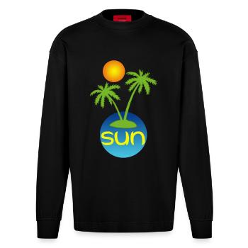 Le paradis au soleil  - Manches longues bio épais oversize fabriqué en UE - SOLID BLACK - Devant