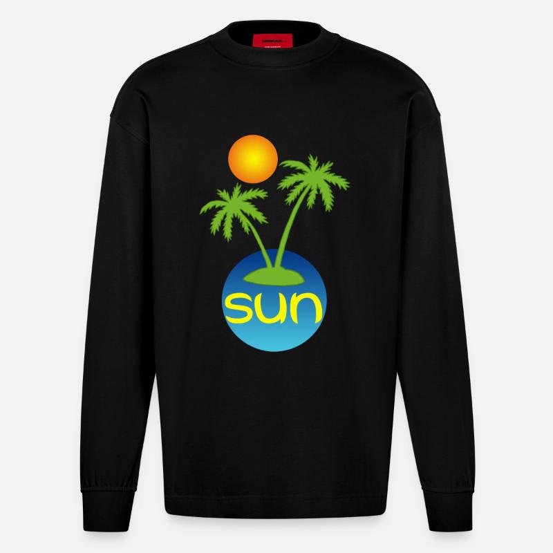 Paradies in der Sonne - Heavyweight Oversized Organic Langarmshirt Made in EU - SOLID BLACK
