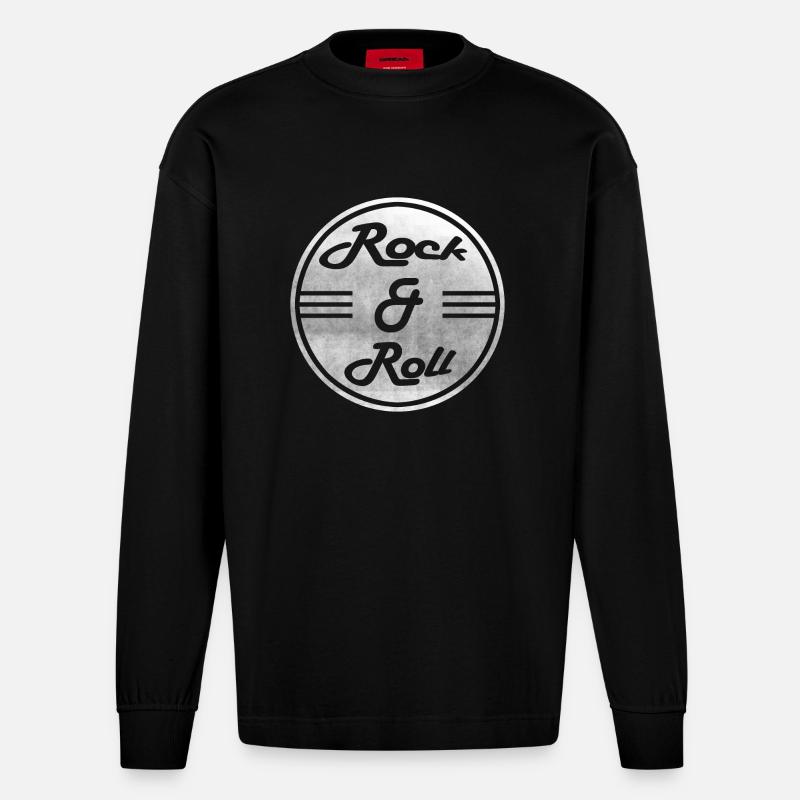 Rock & Roll - Heavyweight Oversized Organic Langarmshirt Made in EU - SOLID BLACK