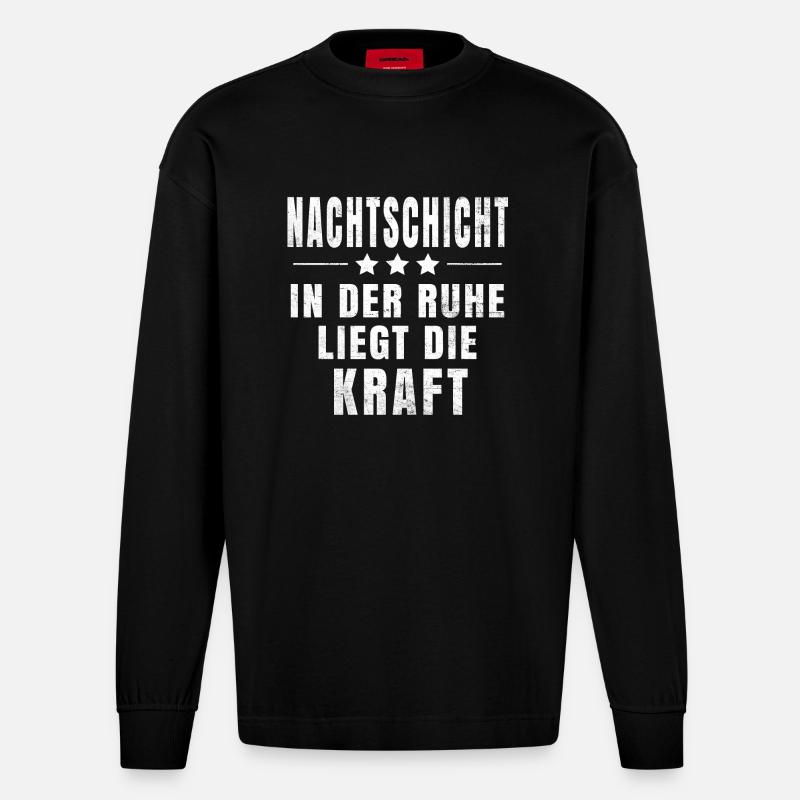 Night Shift T-shirt - Manches longues bio épais oversize fabriqué en UE - SOLID BLACK