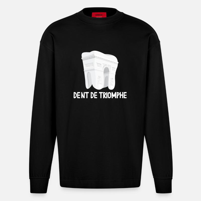 Dent De Triomphe - Manches longues bio épais oversize fabriqué en UE - SOLID BLACK