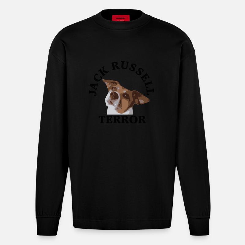 Jack Russell terror2 - Heavyweight Oversized Organic Langarmshirt Made in EU - SOLID BLACK
