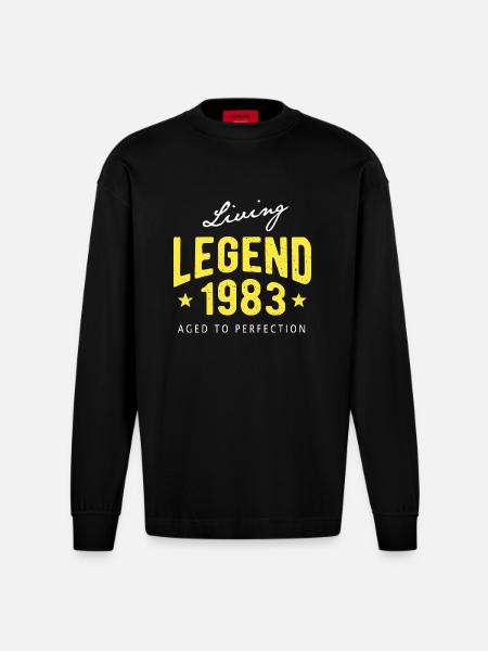 Living Legend 1983 - Heavyweight Oversized Organic Longsleeve Shirt Made in EU - SOLID BLACK