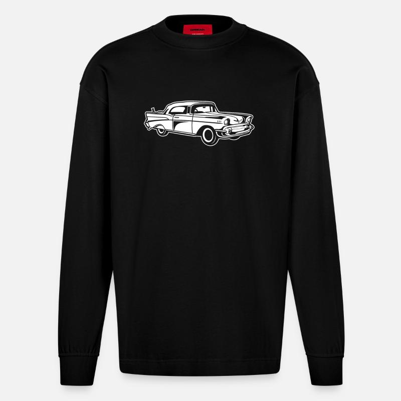 Chevy Bel Air / Oldtimer 01_white - Heavyweight Oversized Organic Longsleeve Shirt Made in EU - SOLID BLACK