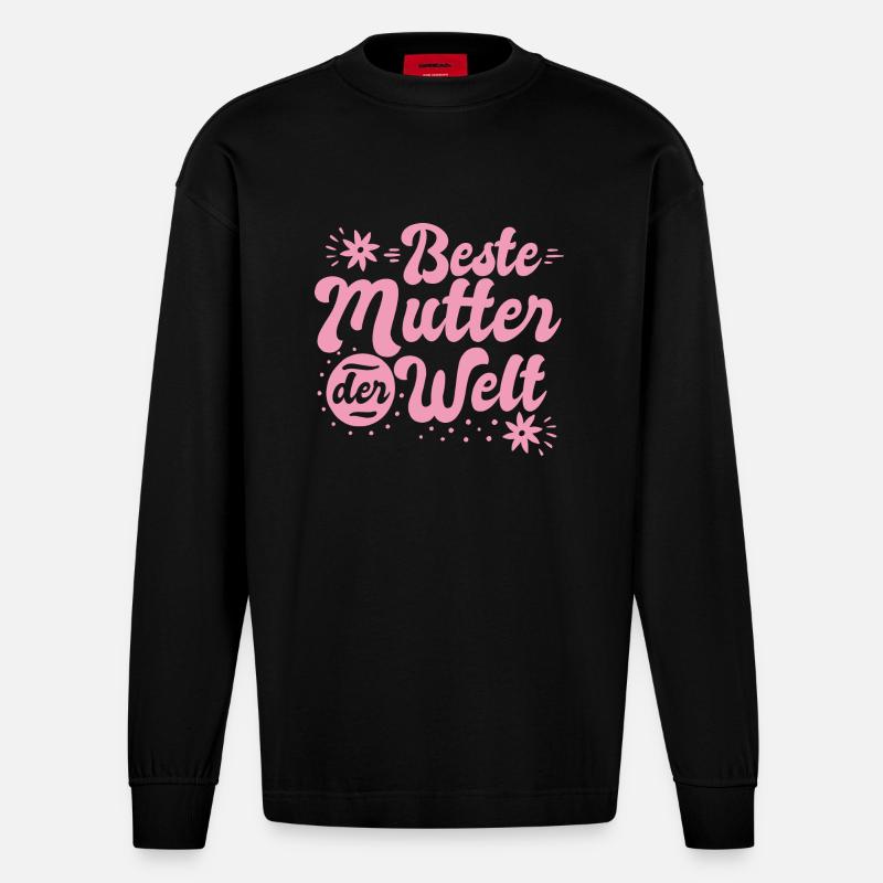 Beste Mutter Welt Mama Mutti - Heavyweight Oversized Organic Langarmshirt Made in EU - SOLID BLACK