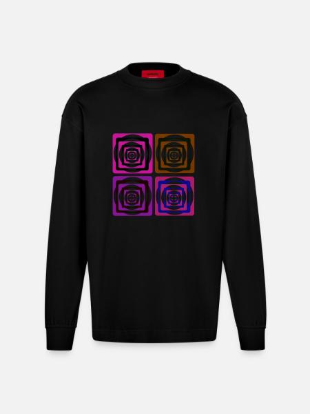 Geometric Art - Heavyweight Oversized Organic Longsleeve Shirt Made in EU - SOLID BLACK