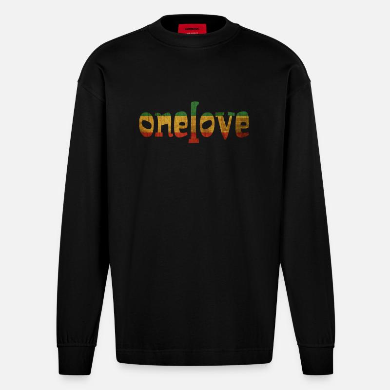 One Love - Heavyweight Oversized Organic Langarmshirt Made in EU - SOLID BLACK