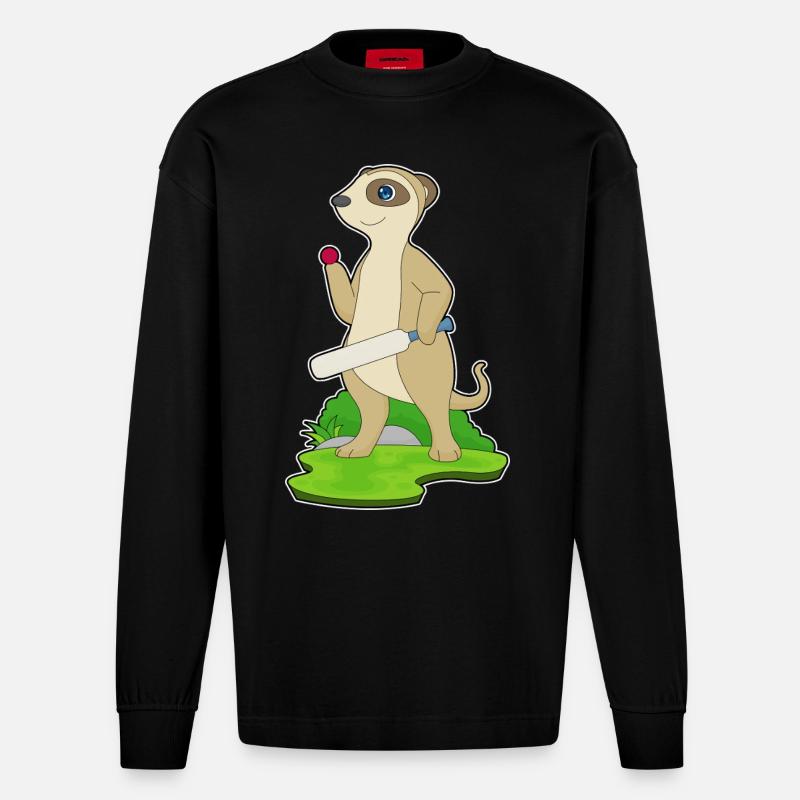 Suricate Cricket Battes de cricket - Manches longues bio épais oversize fabriqué en UE - SOLID BLACK