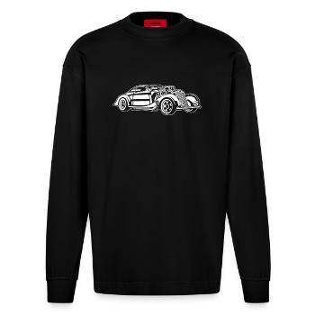 Hot Rod / Rad Rod 05_weiß - Heavyweight Oversized Organic Langarmshirt Made in EU - SOLID BLACK - Vorne