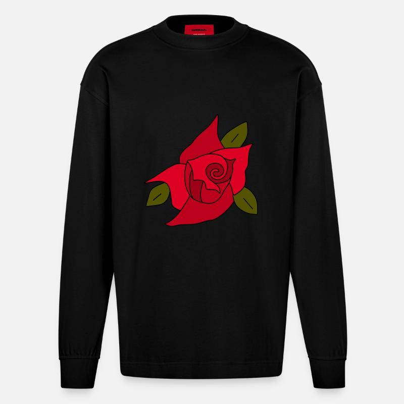 Saint-Valentin, Saint-Valentin, Saint-Valentin - Manches longues bio épais oversize fabriqué en UE - SOLID BLACK