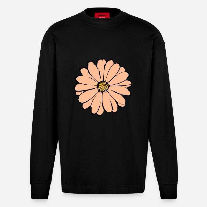 Fleur Pastel Fleurs Fleurs Pastel - Manches longues bio épais oversize fabriqué en UE - SOLID BLACK