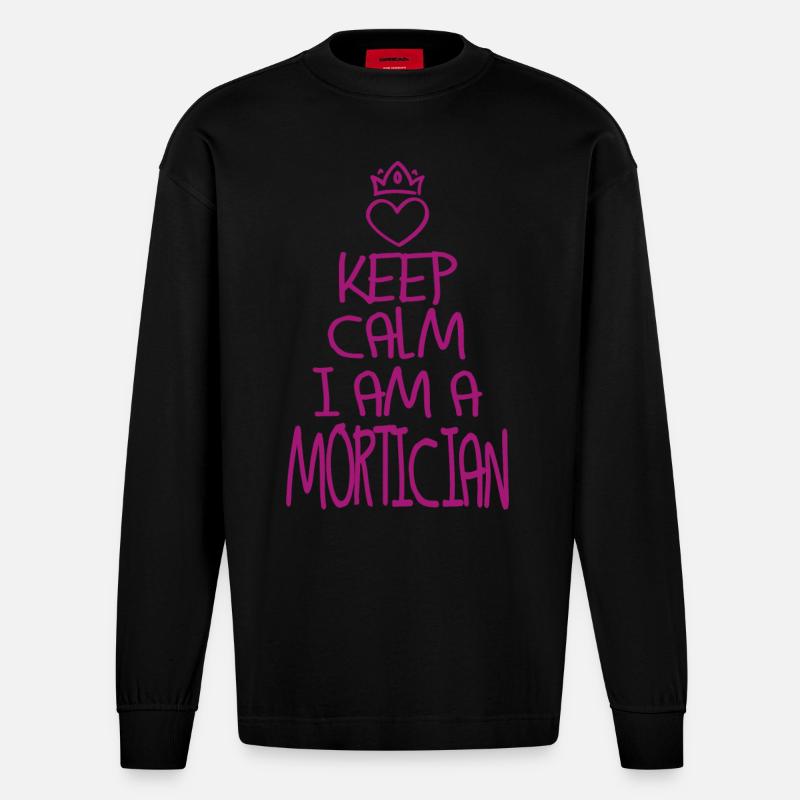Keep Calm Bestatter - Heavyweight Oversized Organic Langarmshirt Made in EU - SOLID BLACK