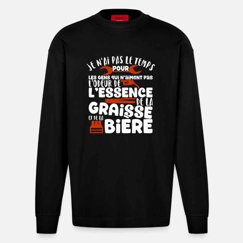 L'odeur de l'essence cadeau - Manches longues bio épais oversize fabriqué en UE - SOLID BLACK