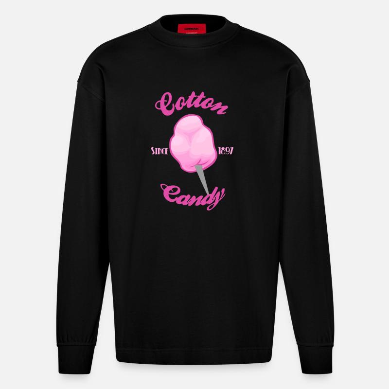 Cotton candy 2 - Manches longues bio épais oversize fabriqué en UE - SOLID BLACK