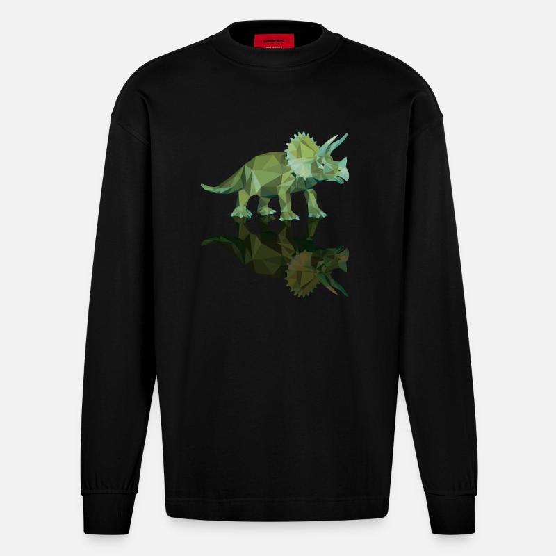 triceratops_06201404 - Heavyweight Oversized Organic Langarmshirt Made in EU - SOLID BLACK