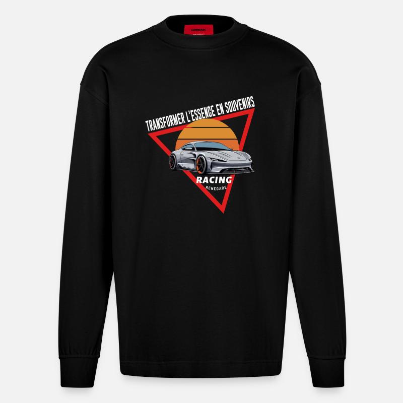 Rennender Abtrünniger - Heavyweight Oversized Organic Langarmshirt Made in EU - SOLID BLACK