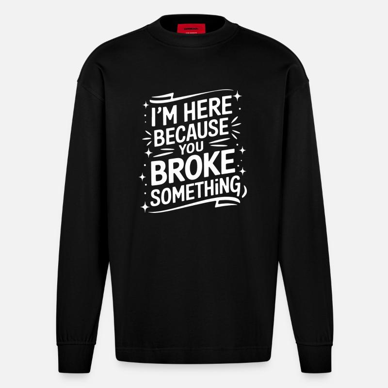 Technischer Support Computerfreak Nerd - Heavyweight Oversized Organic Langarmshirt Made in EU - SOLID BLACK