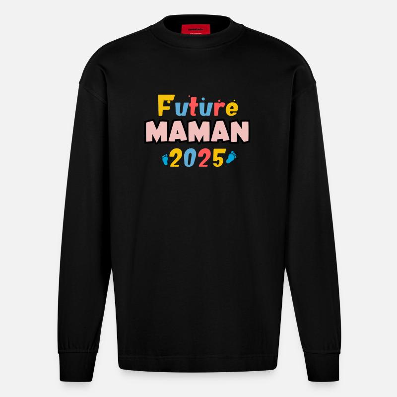 future maman bébé garçon - Manches longues bio épais oversize fabriqué en UE - SOLID BLACK