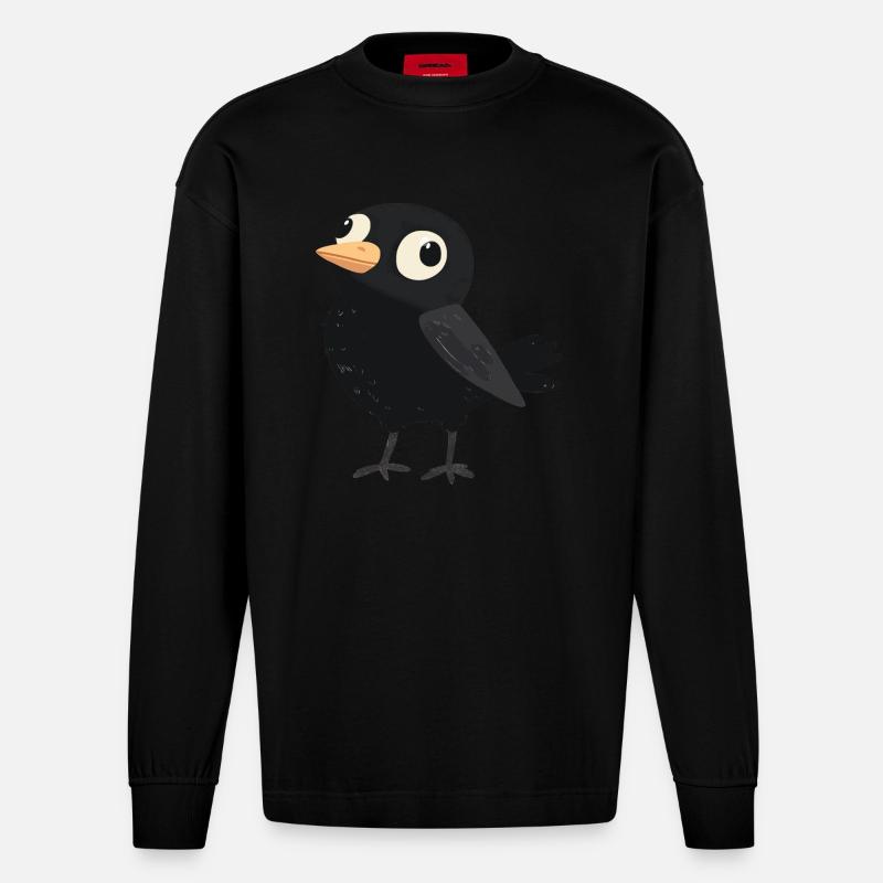 kleiner dummer Vogel - Heavyweight Oversized Organic Langarmshirt Made in EU - SOLID BLACK