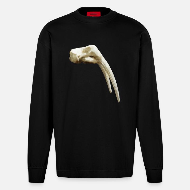 Schädel eines Walross - Heavyweight Oversized Organic Langarmshirt Made in EU - SOLID BLACK